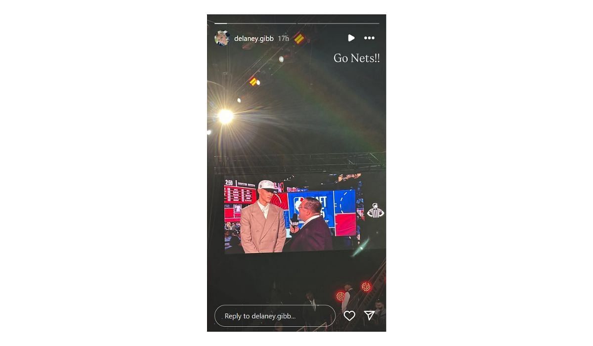 Delane Gibb shares an image of Egor Demin from Draft night